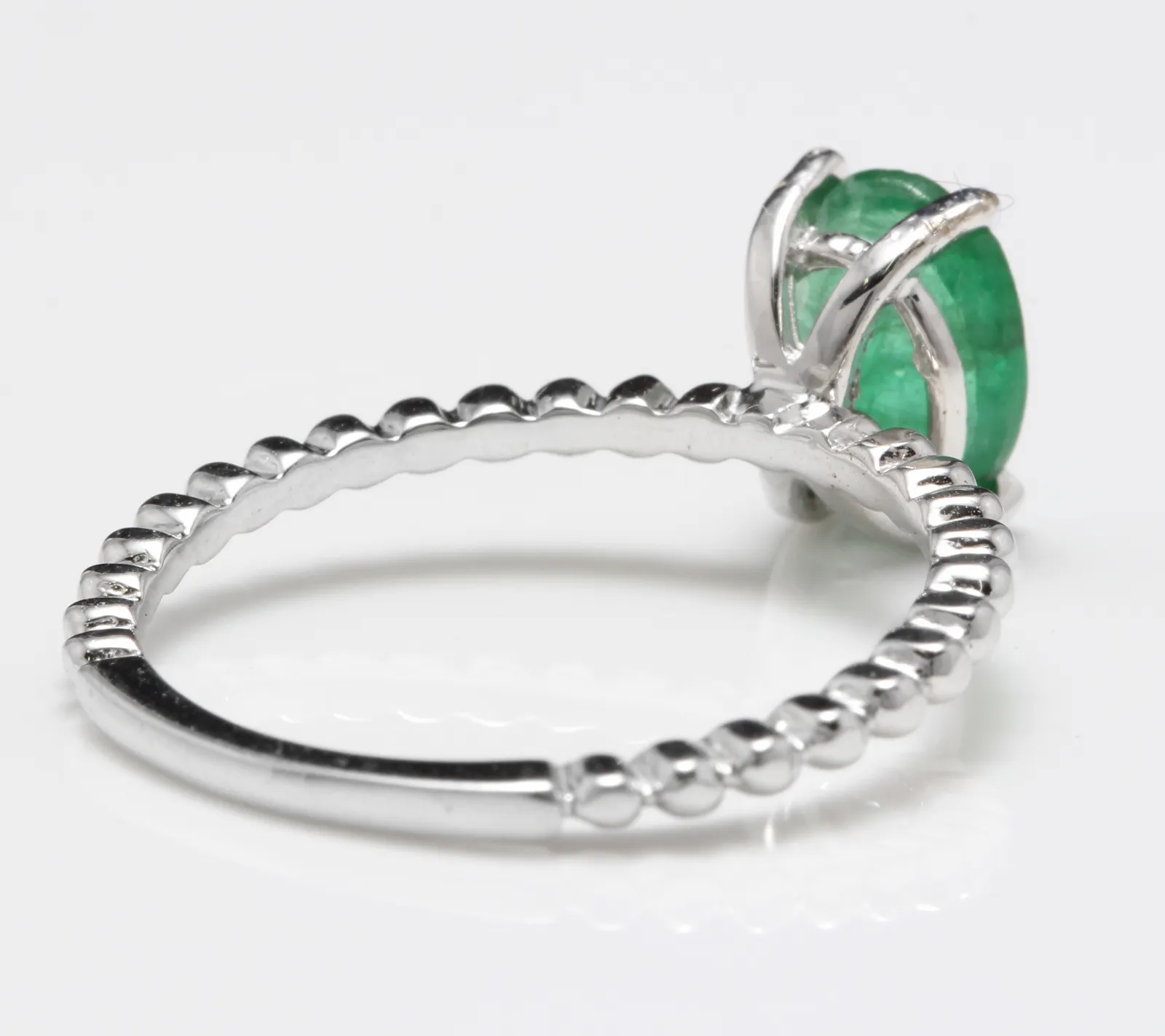 1.20 Carats Exquisite Natural Emerald 14K Solid White Gold Ring