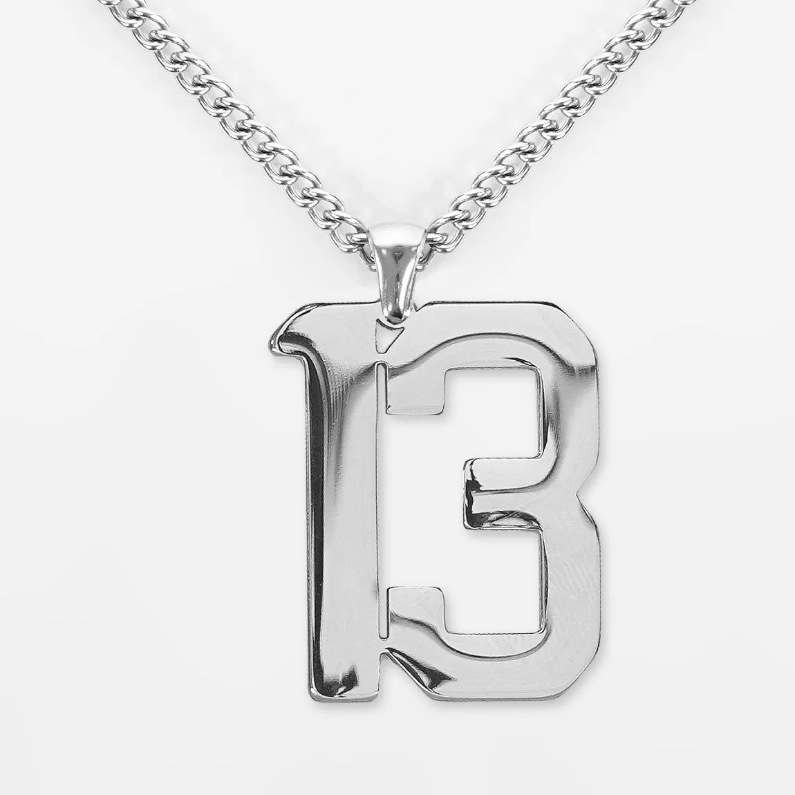 13 Number Pendant with Chain Kids Necklace - Stainless Steel