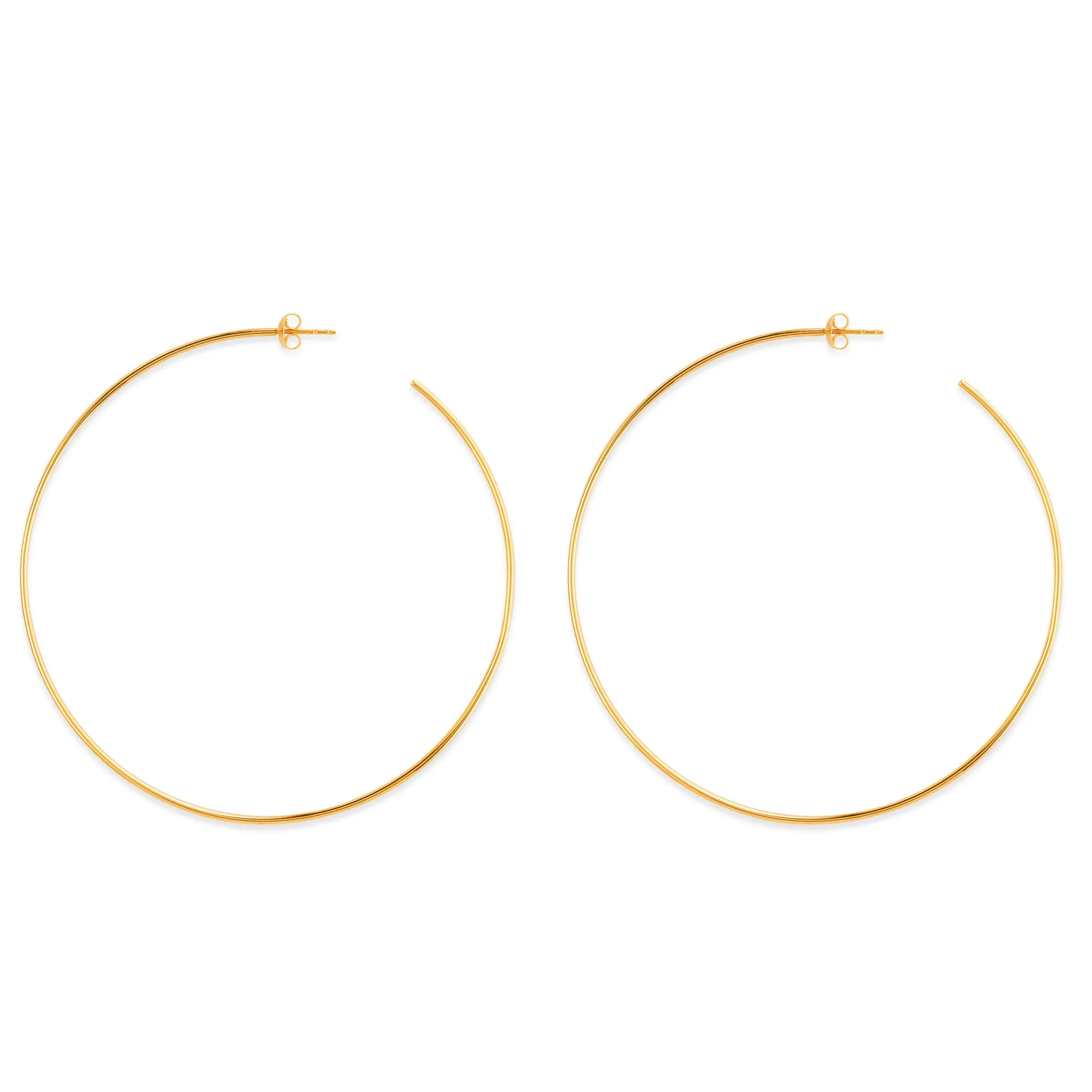 14k Gold Round Large Hoop Earrings, Diameter 60 mm