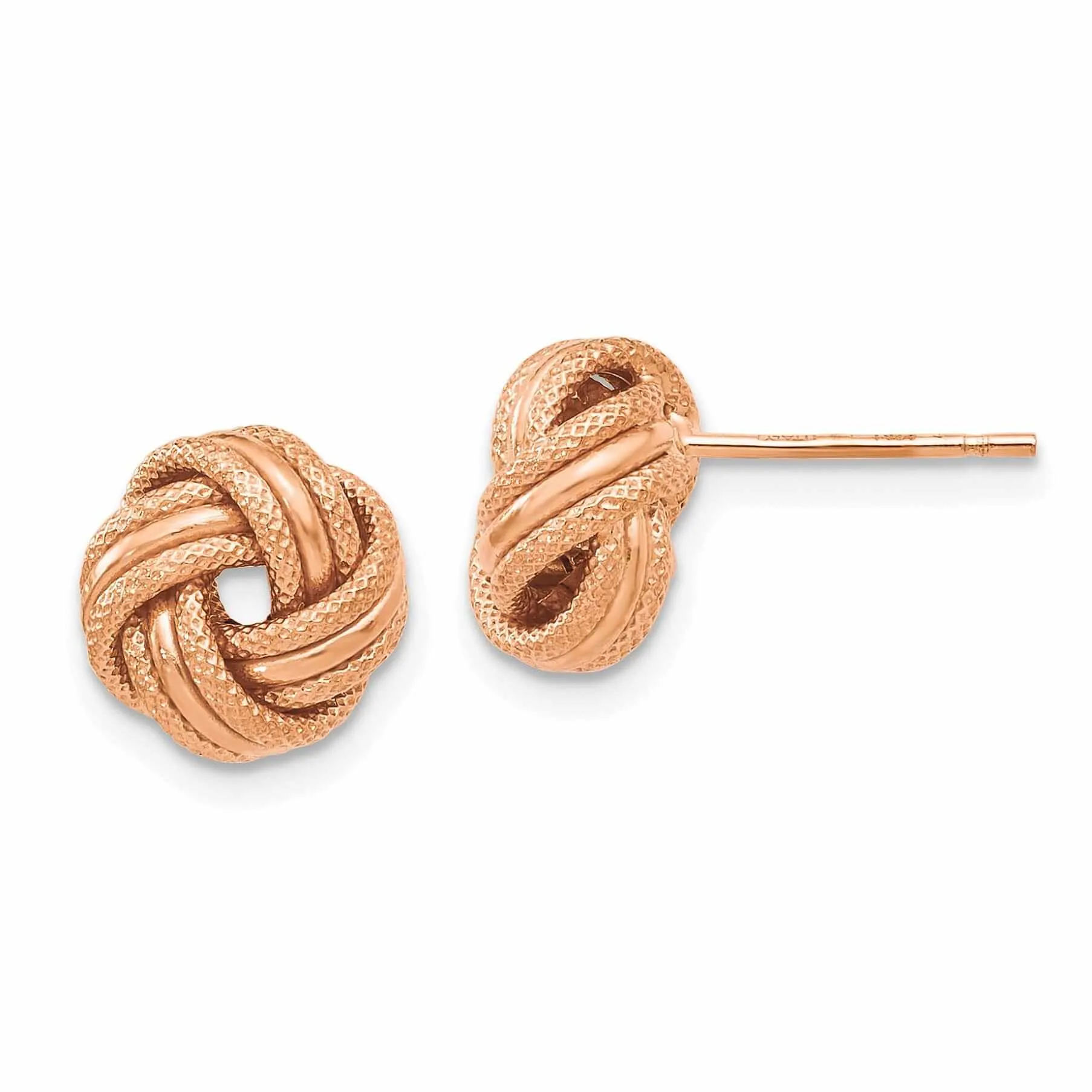 14k Rose Gold Knot Polished D.C Post Earrings