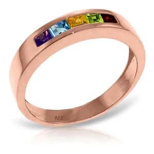 14K Solid Rose Gold Rings Natural Multi Gemstones Certified