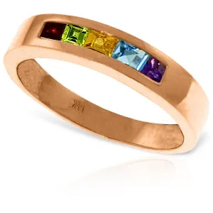 14K Solid Rose Gold Rings Natural Multi Gemstones Certified