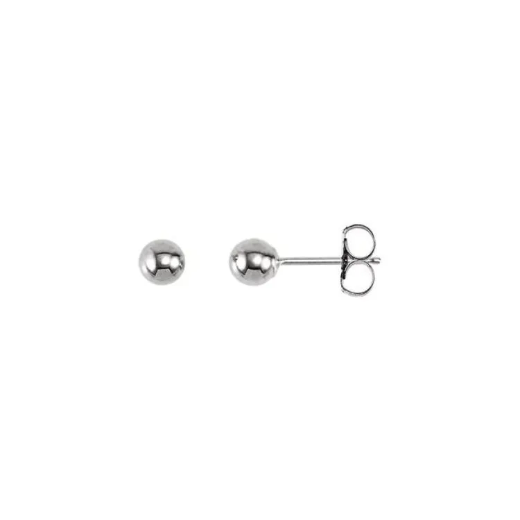 14K White 4 mm Ball Earrings