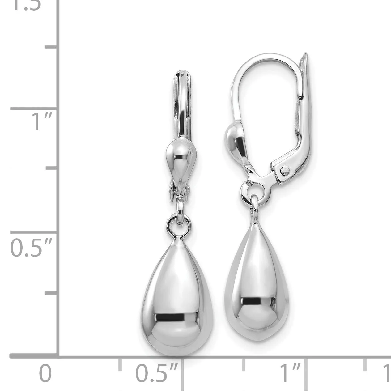 14k White Gold Polished Dangle Leverback Earrings