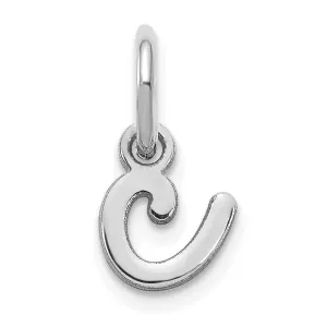 14K White Gold Small Size Lower Case Script Letter C Initial Pendant