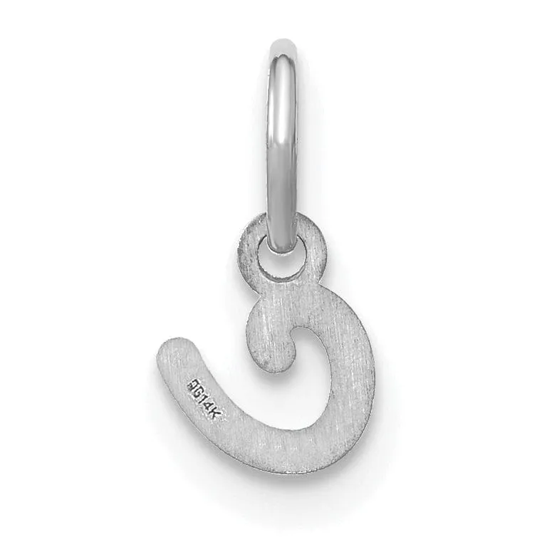 14K White Gold Small Size Lower Case Script Letter C Initial Pendant