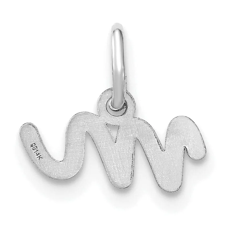 14K White Gold Small Size Lower Case Script Letter M Initial Pendant