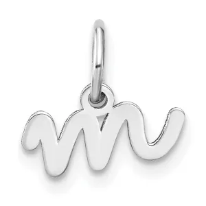 14K White Gold Small Size Lower Case Script Letter M Initial Pendant