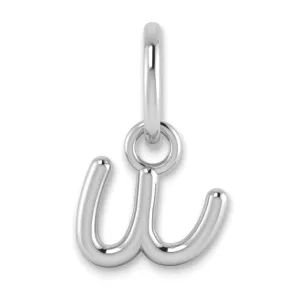 14K White Gold Small Size Lower Case Script Letter U Initial Pendant