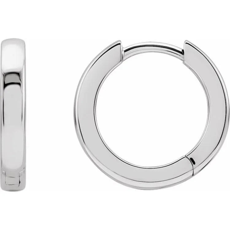 14K White Hinged 10 mm Hoop Earrings