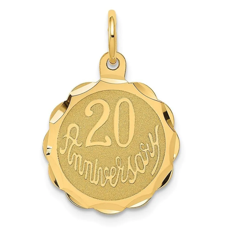 14k Yellow Gold Happy 20th Anniversary Charm