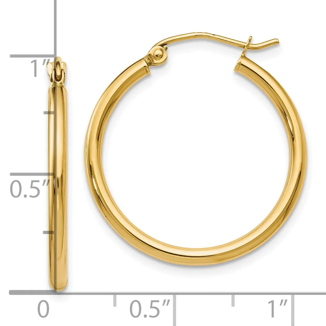 14k Yellow Gold Hing Hoop Earrings