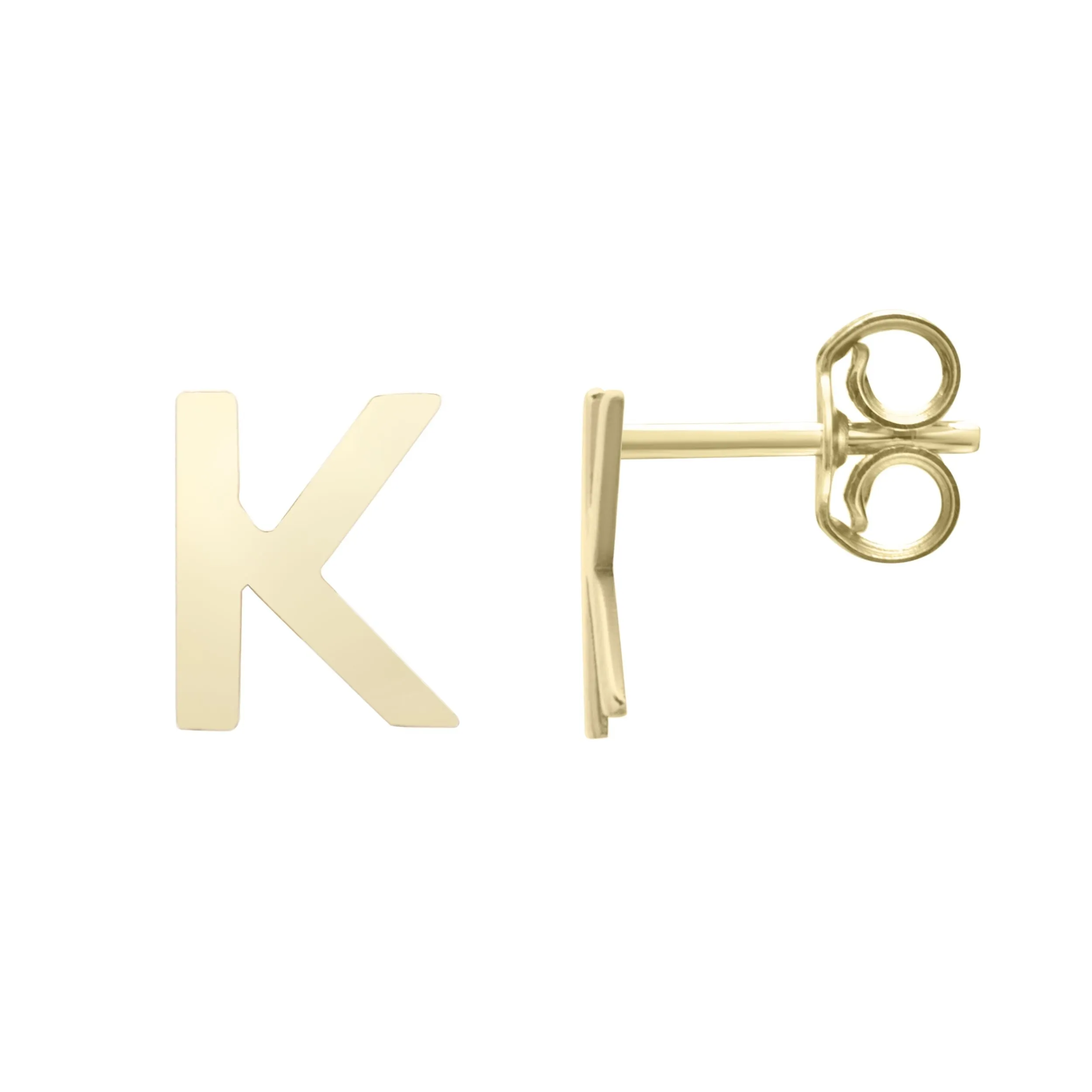 14k Yellow Gold Initial Letter Stud Earrings