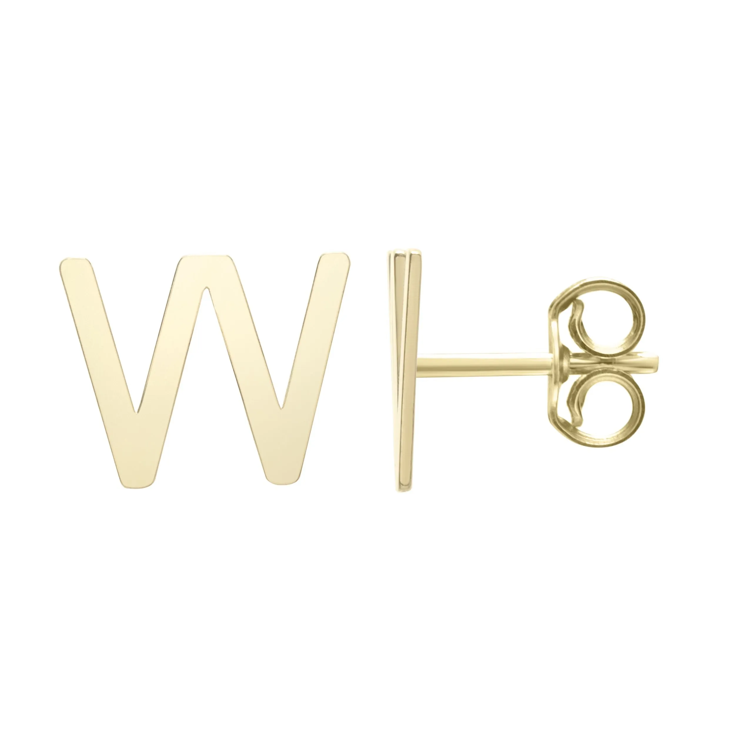 14k Yellow Gold Initial Letter Stud Earrings