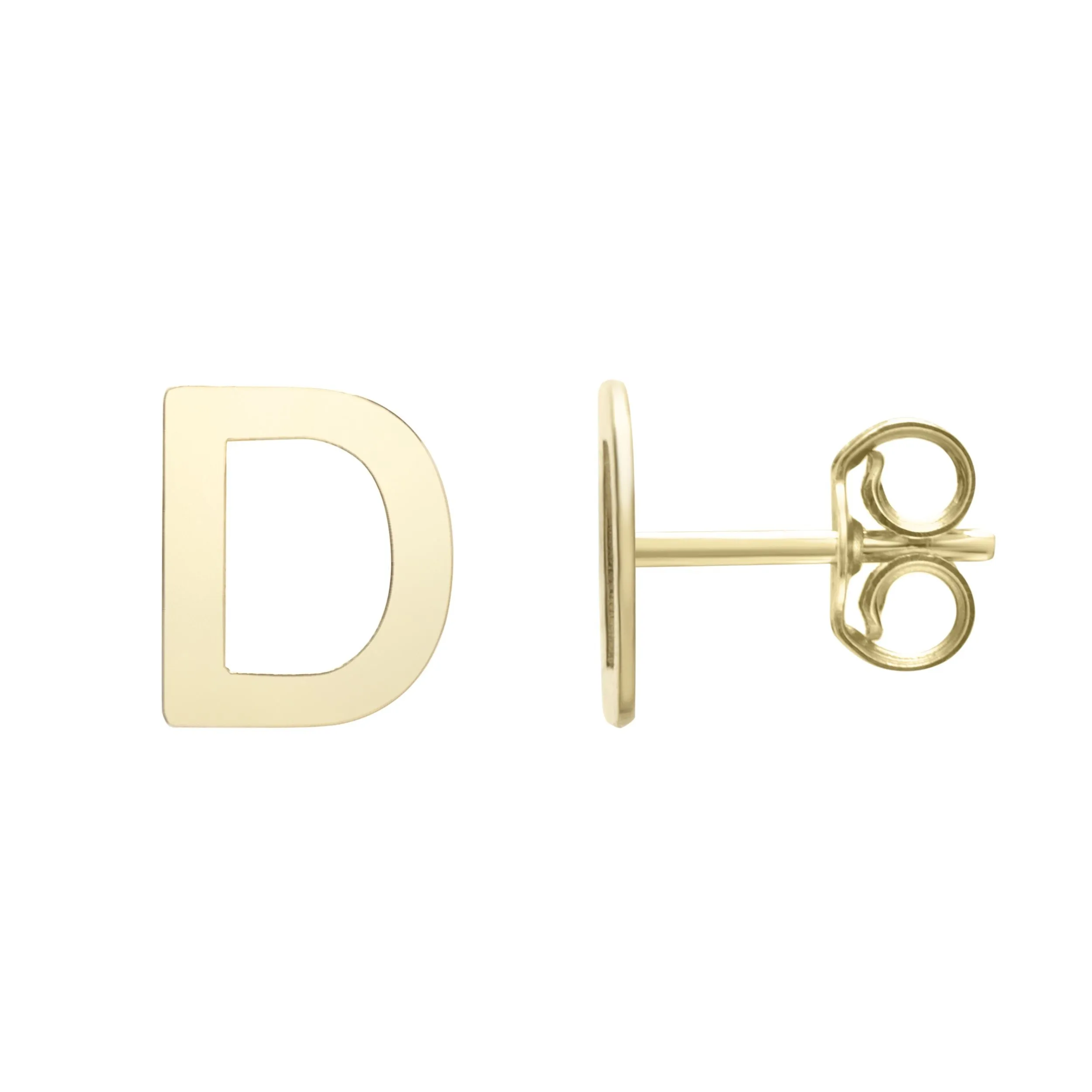 14k Yellow Gold Initial Letter Stud Earrings