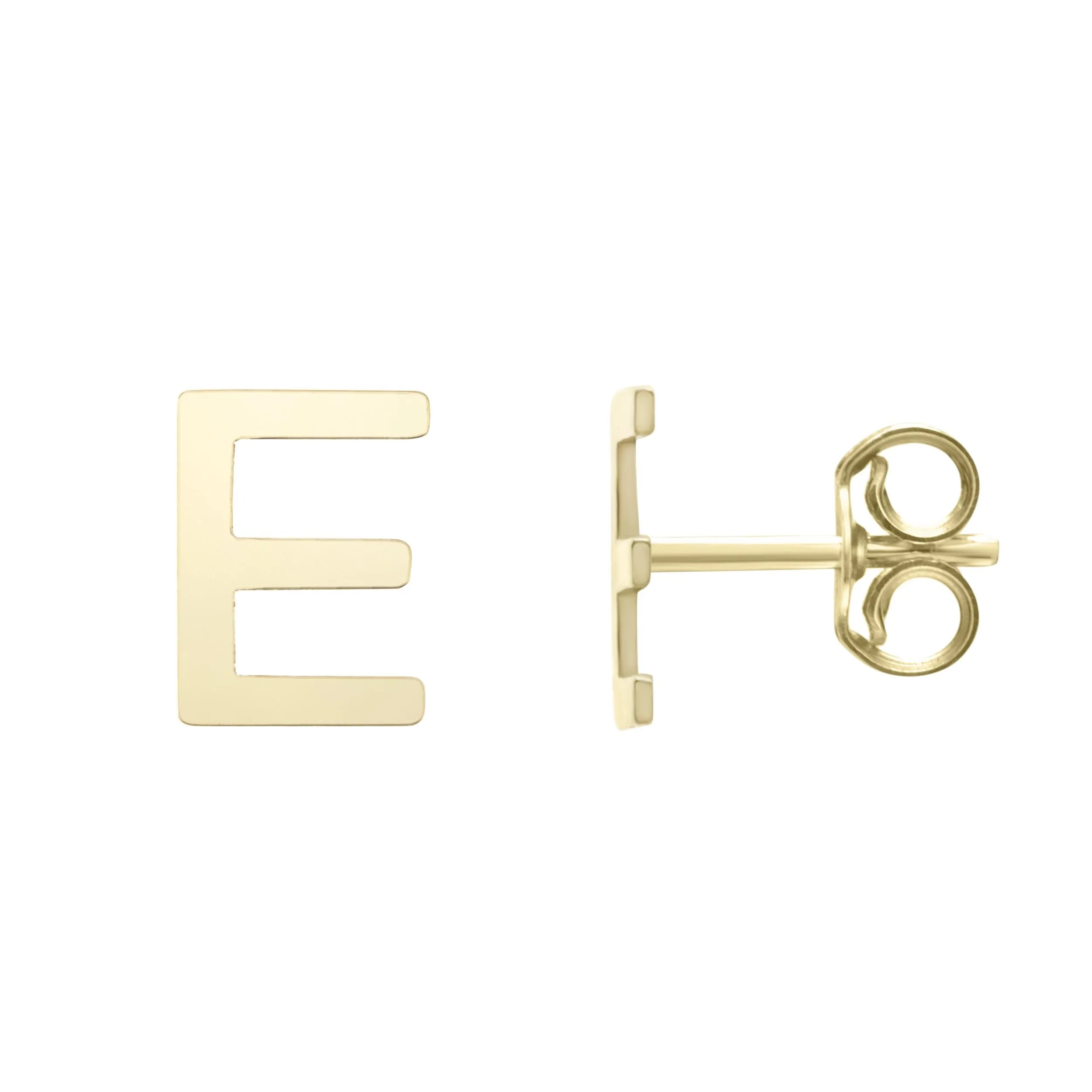 14k Yellow Gold Initial Letter Stud Earrings