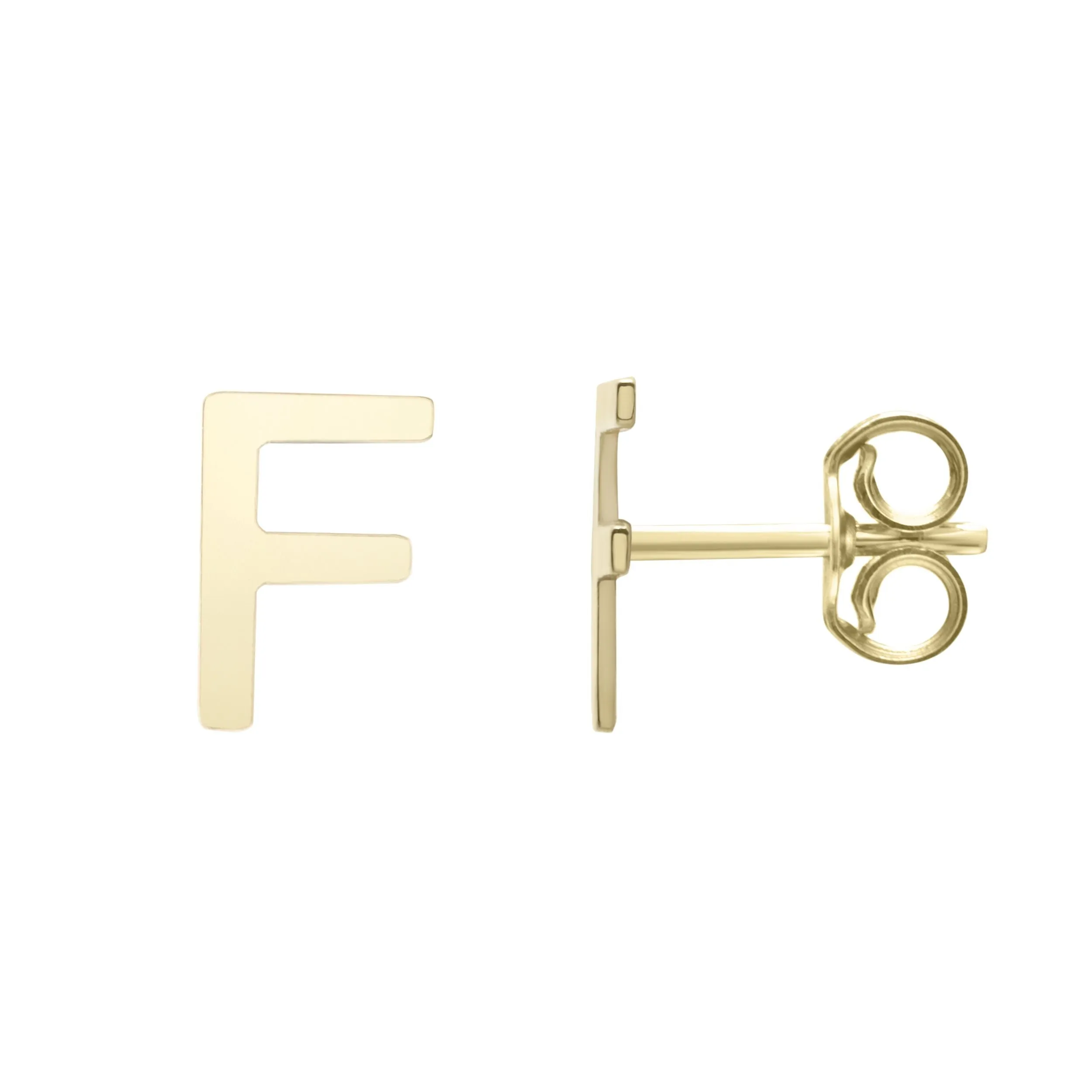 14k Yellow Gold Initial Letter Stud Earrings