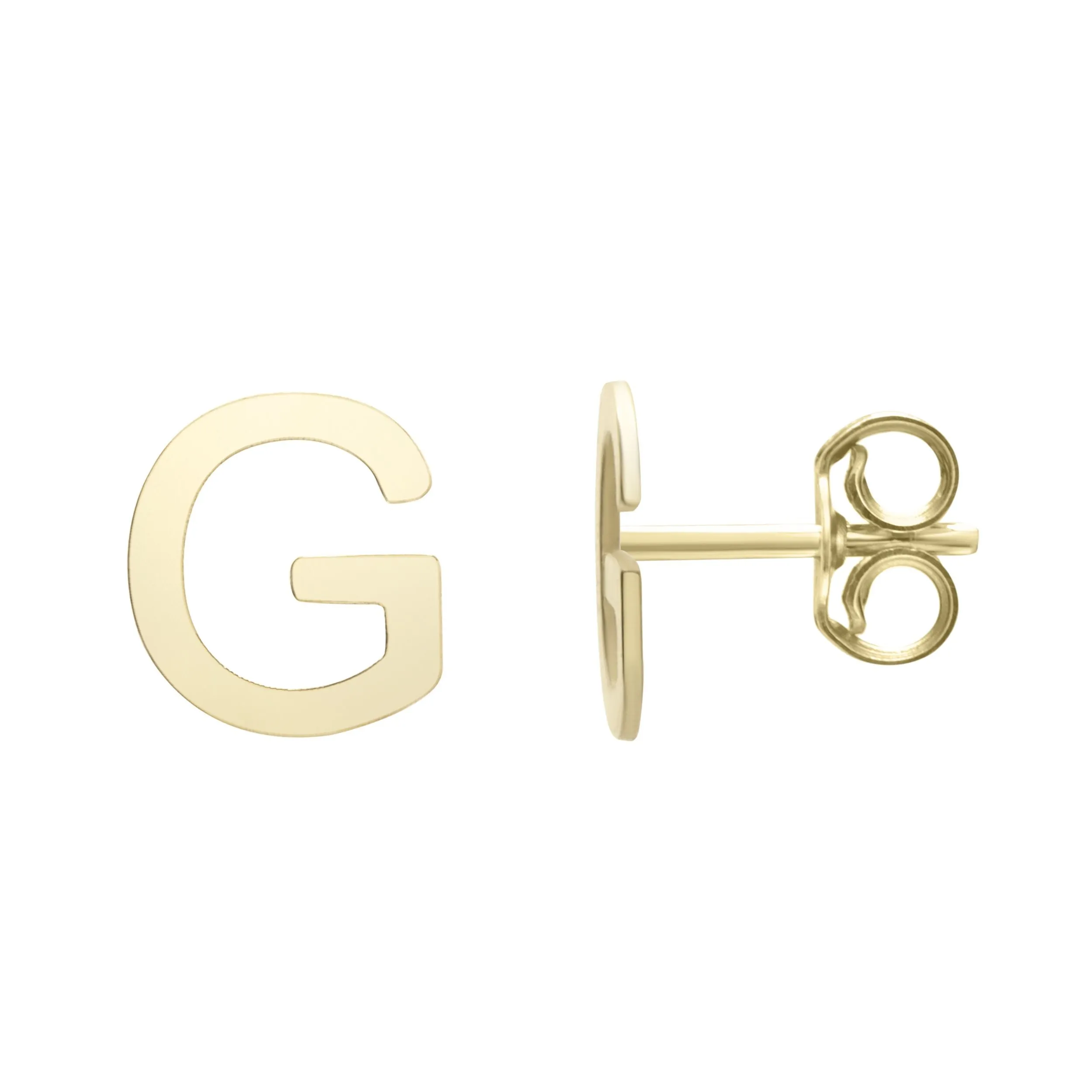 14k Yellow Gold Initial Letter Stud Earrings