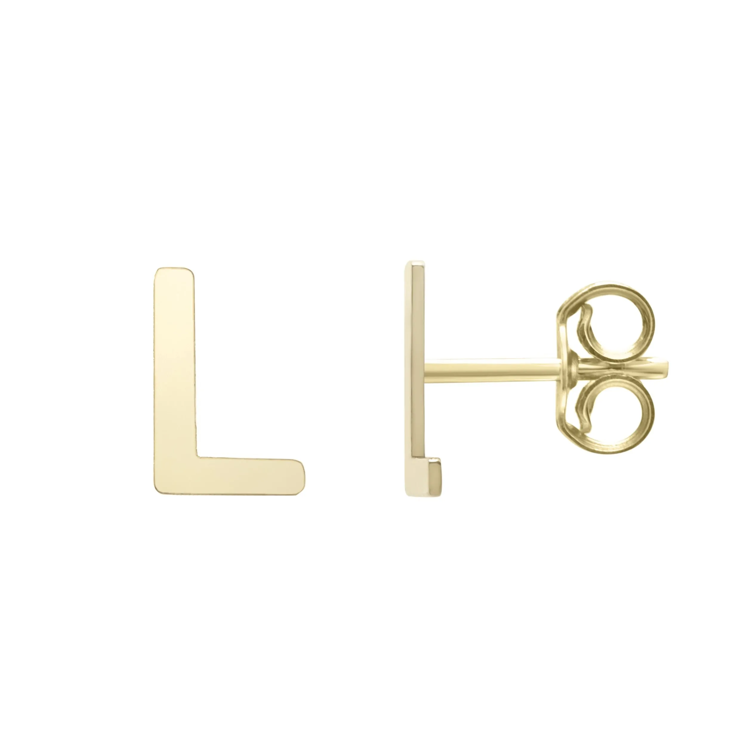 14k Yellow Gold Initial Letter Stud Earrings