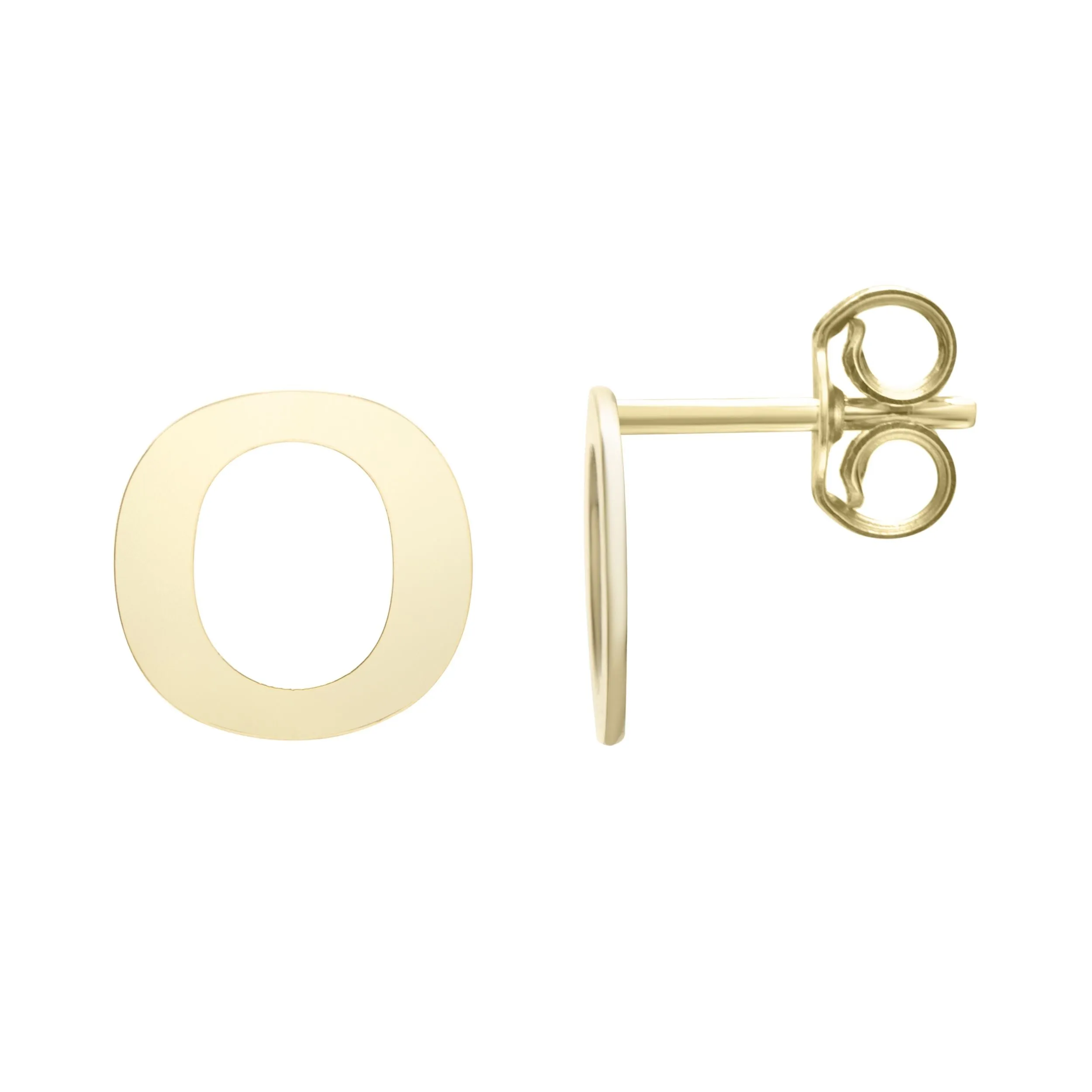 14k Yellow Gold Initial Letter Stud Earrings