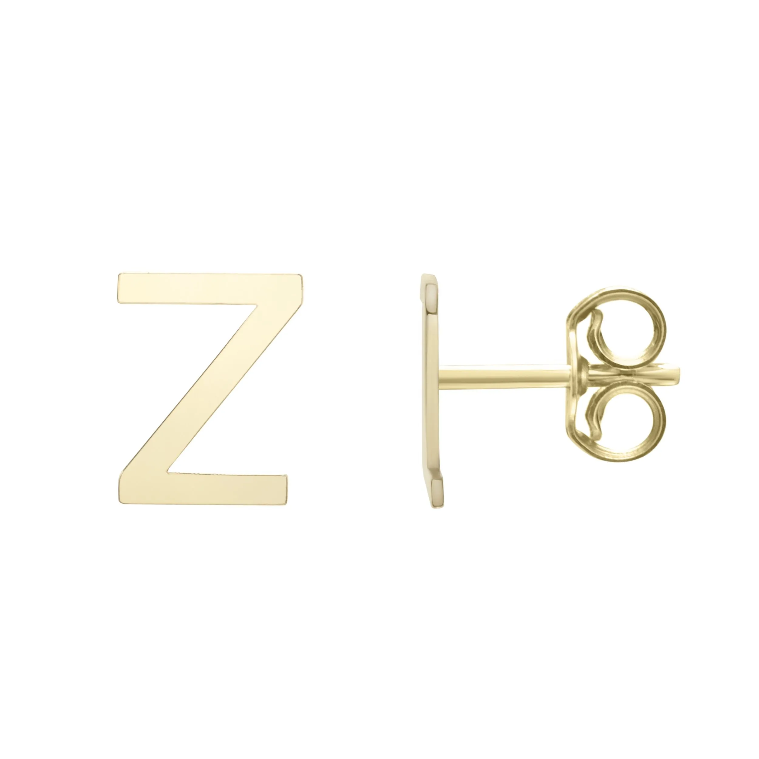 14k Yellow Gold Initial Letter Stud Earrings