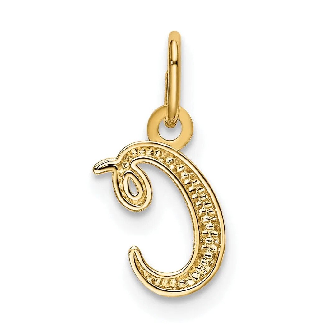 14K Yellow Gold Lower Case Script Letter C Initial Pendant