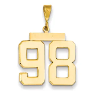 14k Yellow Gold Polished Finish Large Size Number 98 Charm Pendant