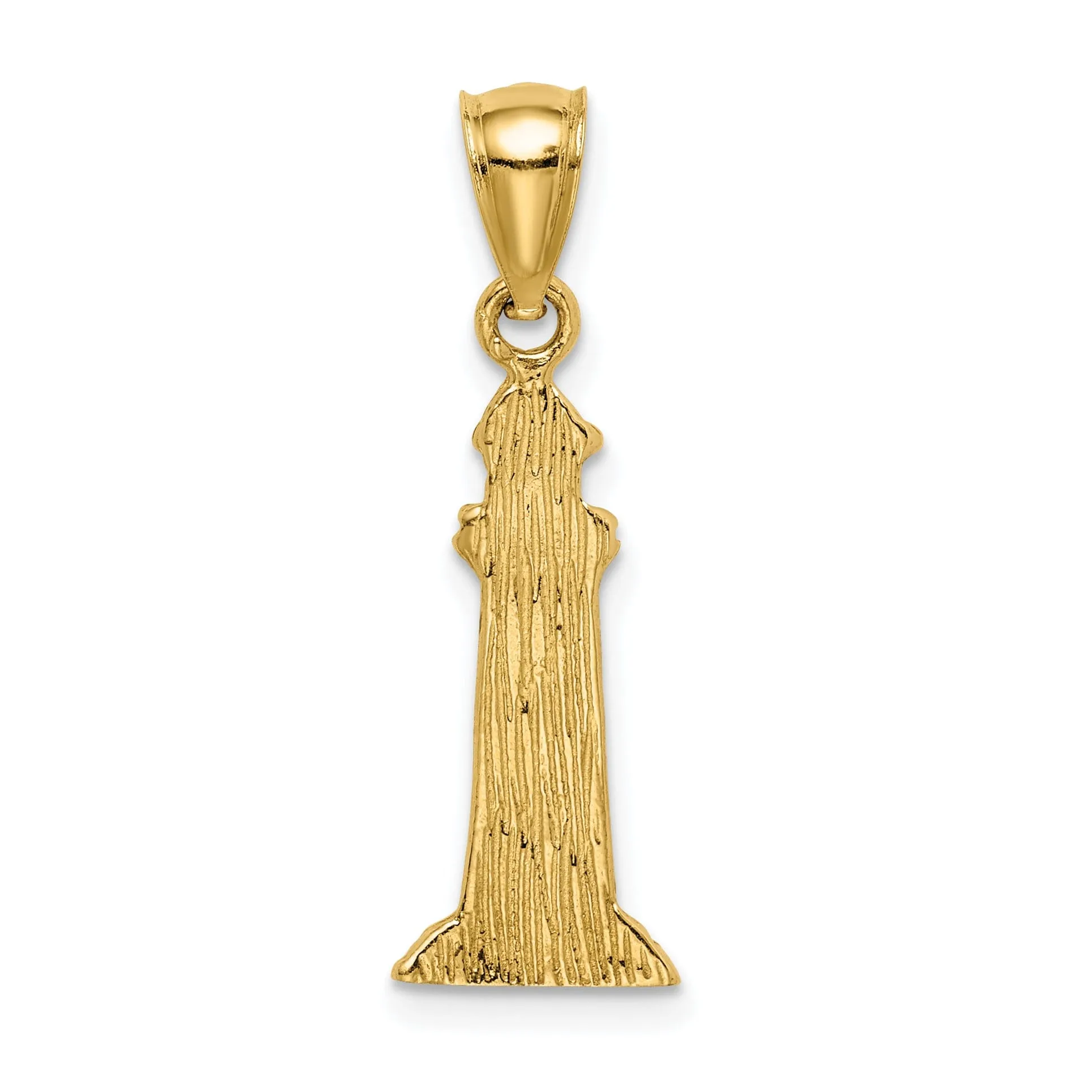 14K Yellow Gold Polished Finish Solid Lighthouse Charm Pendant