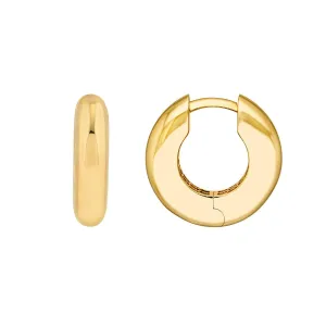 14K Yellow Gold Polished Round Hoop Earrings