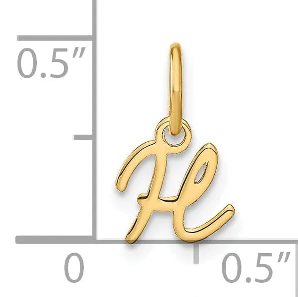 14K Yellow Gold Small Size Upper Case Script Letter H Initial Pendant