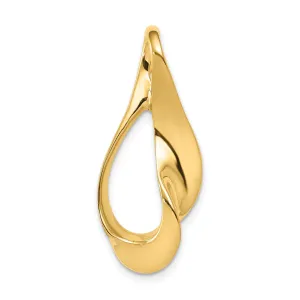 14k Yellow Gold Solid Polished Finish Swirl Fancy Design Reversible Omega Slide Pendant fits upto 6 mm Omega