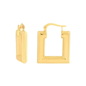 14K Yellow Gold Square Polished Puff Earrings