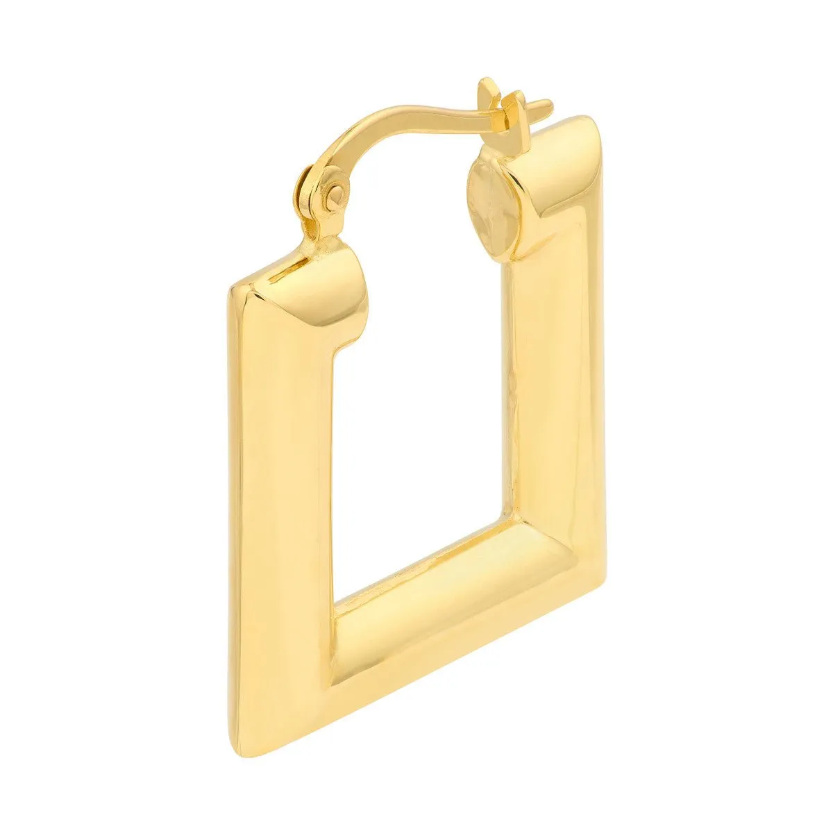 14K Yellow Gold Square Polished Puff Earrings