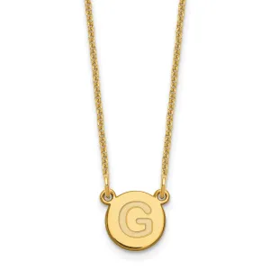 14k Yellow Gold Tiny Circle Block Letter H Initial Pendant and Necklace