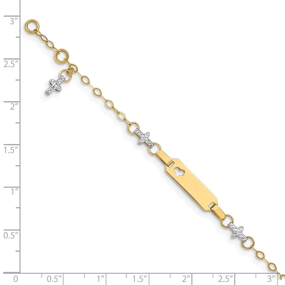 14KT Gold Two-Tone 4.5-inch Baby ID Bracelet W/1-inch Extender