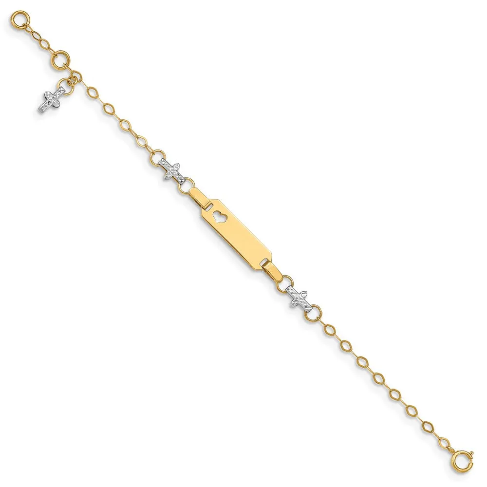 14KT Gold Two-Tone 4.5-inch Baby ID Bracelet W/1-inch Extender