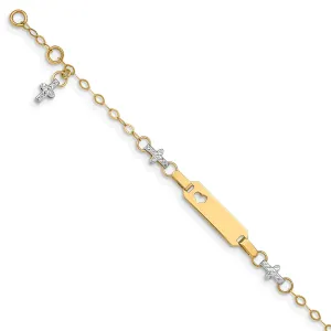 14KT Gold Two-Tone 4.5-inch Baby ID Bracelet W/1-inch Extender