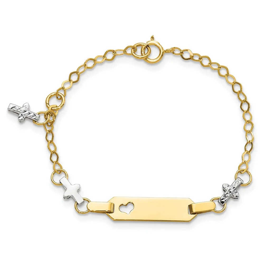 14KT Gold Two-Tone 4.5-inch Baby ID Bracelet W/1-inch Extender