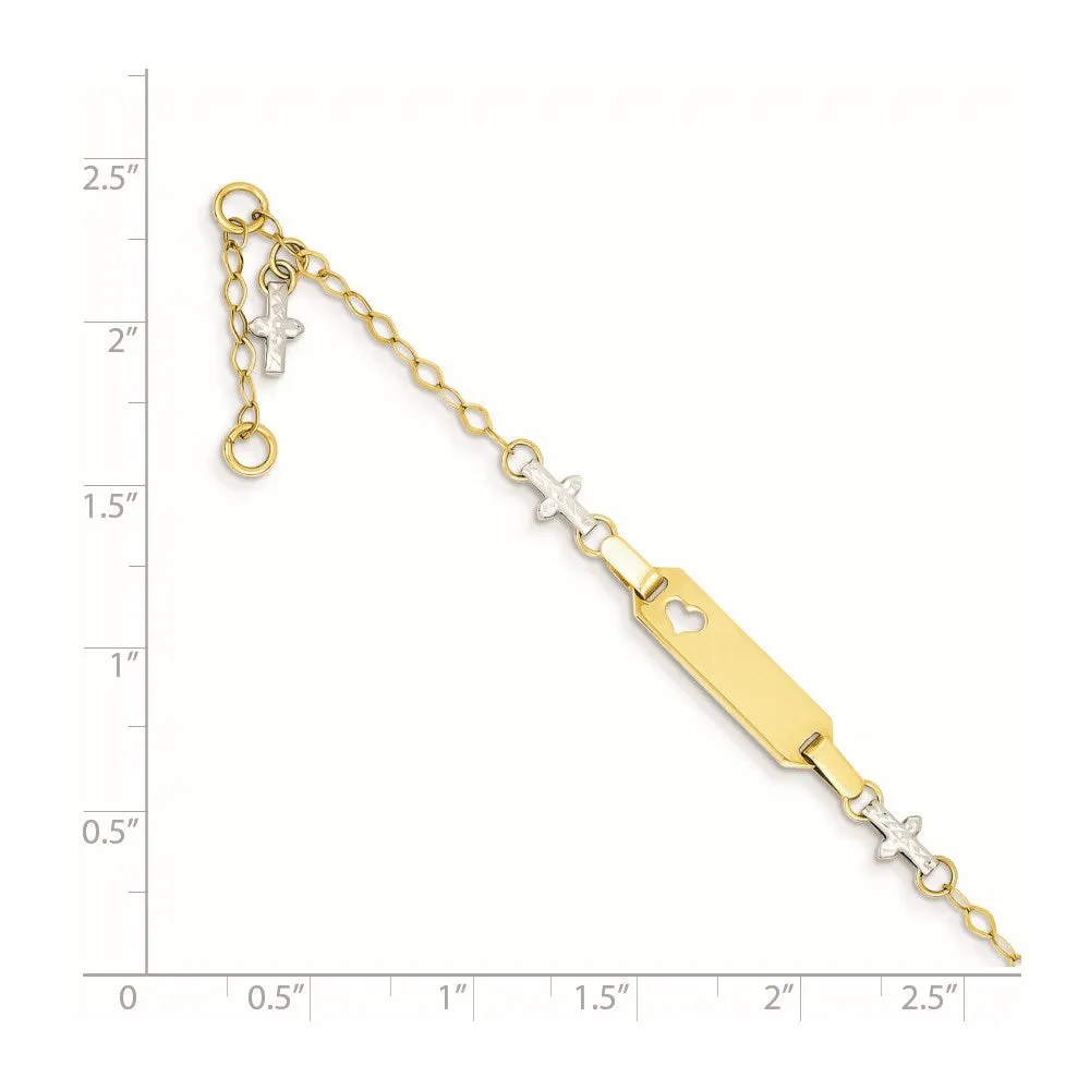 14KT Gold Two-Tone 4.5-inch Baby ID Bracelet W/1-inch Extender