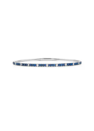 14KW Halfway Diamond and Sapphire Bangle