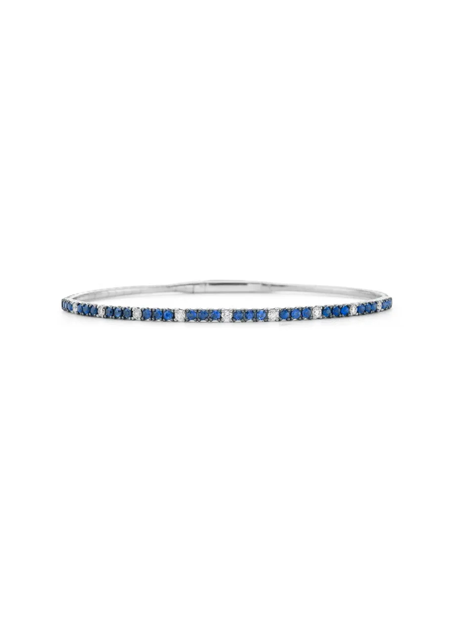 14KW Halfway Diamond and Sapphire Bangle