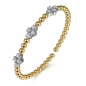 14KYW Cluster Diamond Bangle with Lock