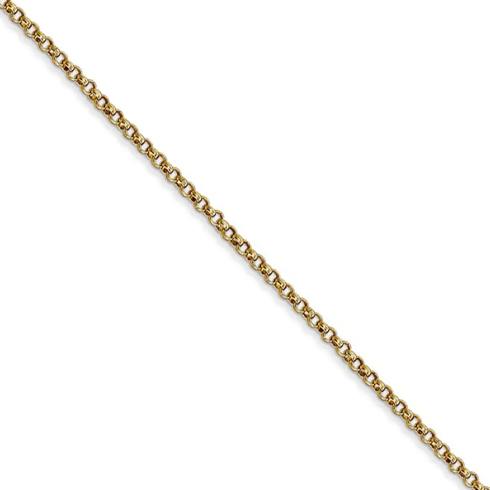 1.55mm 14k Yellow Gold Solid Rolo Pendant Chain