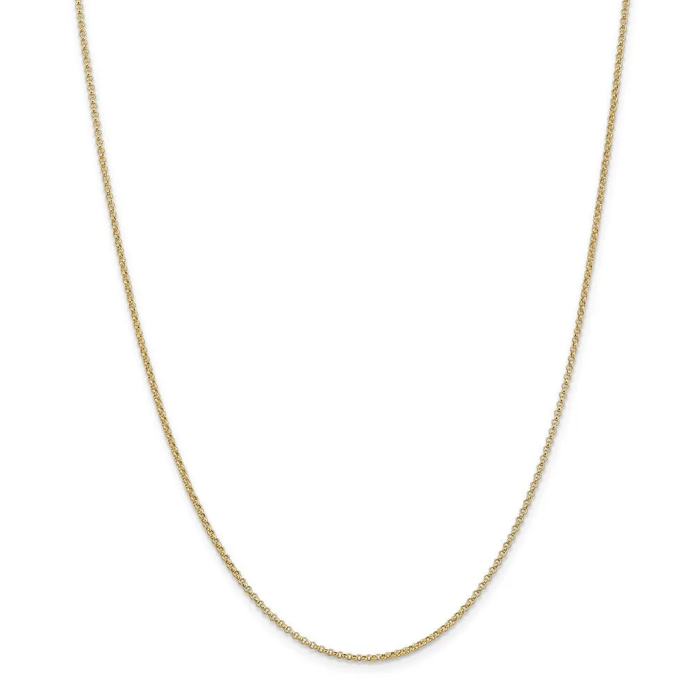 1.55mm 14k Yellow Gold Solid Rolo Pendant Chain