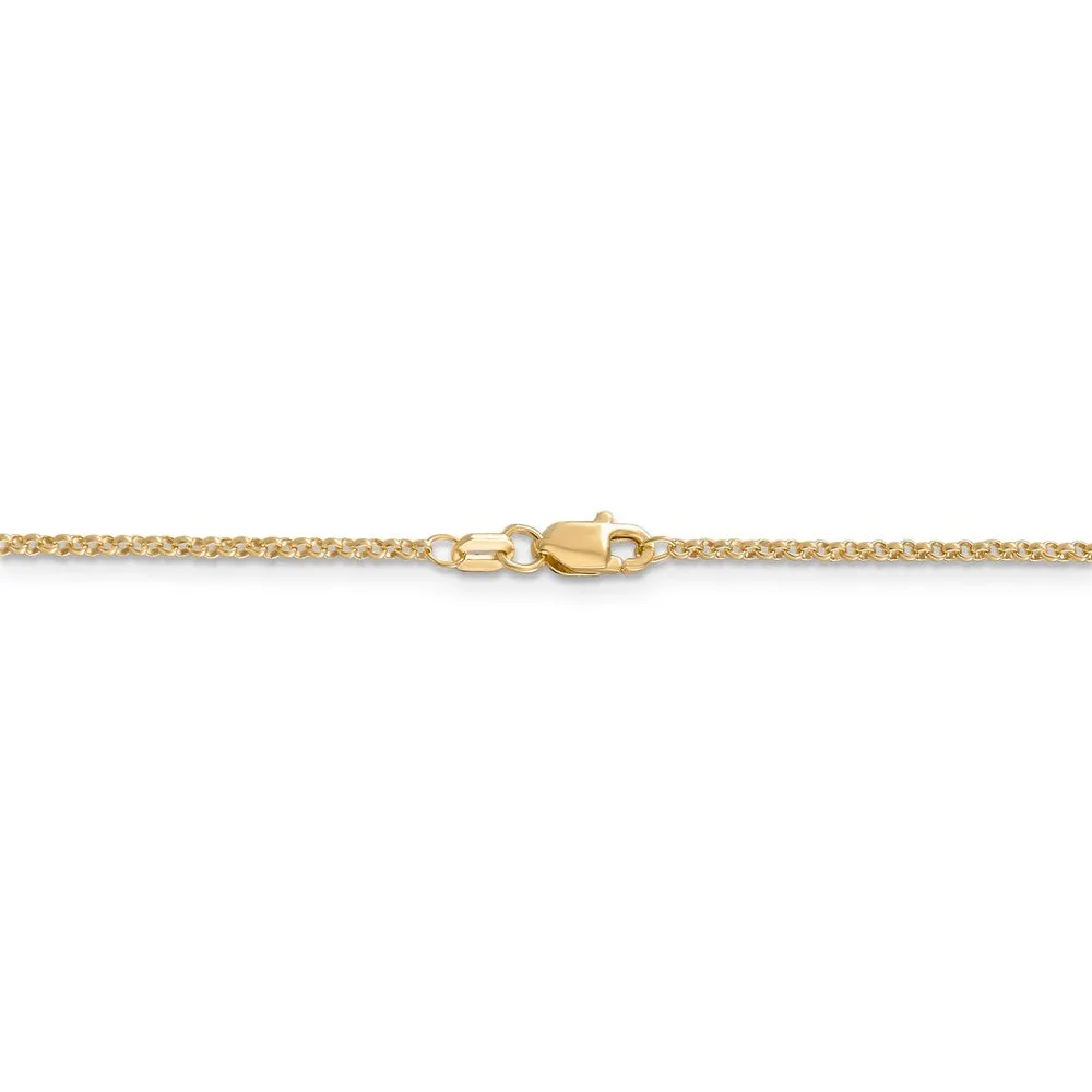 1.55mm 14k Yellow Gold Solid Rolo Pendant Chain