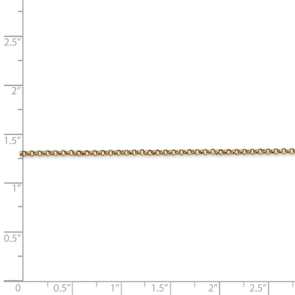 1.55mm 14k Yellow Gold Solid Rolo Pendant Chain