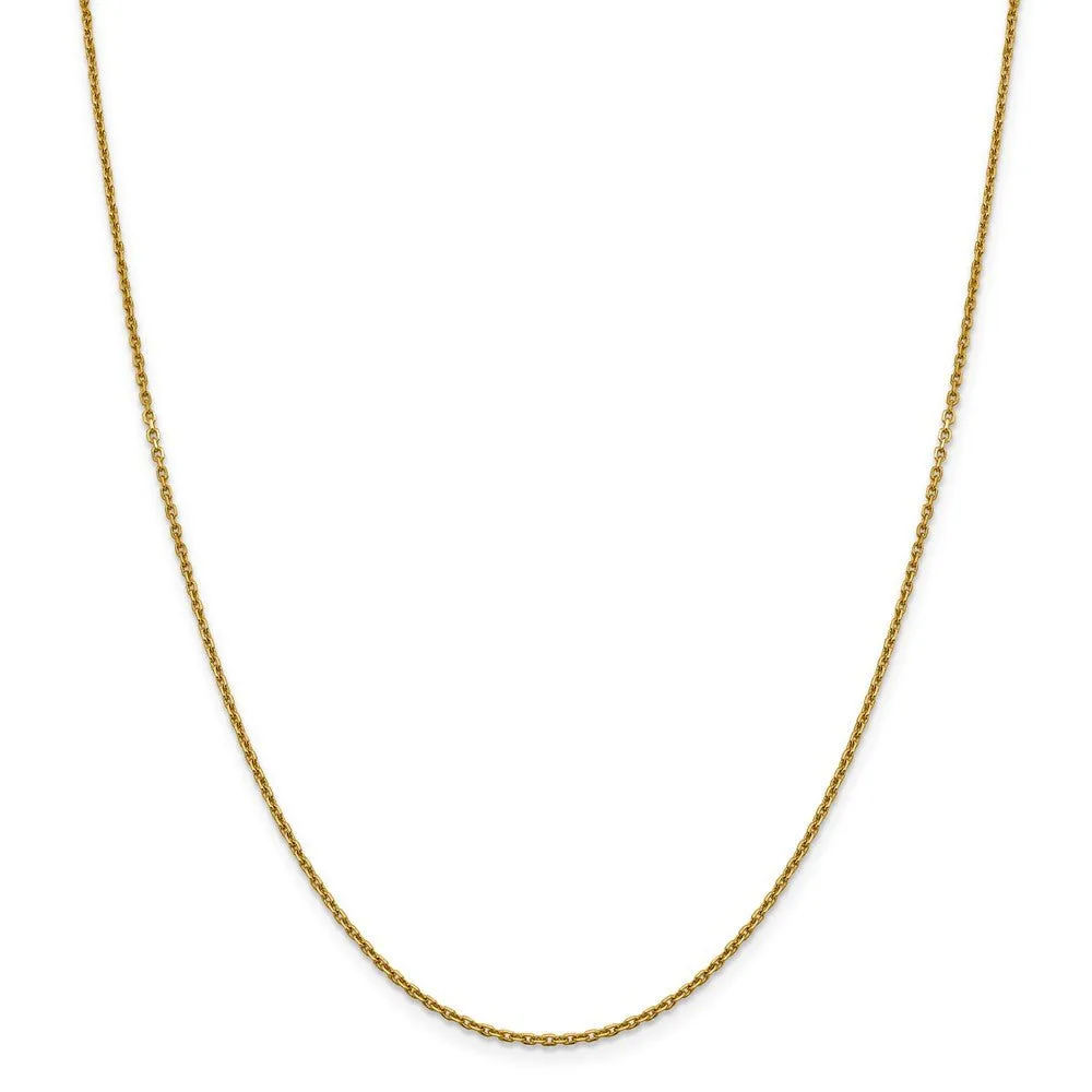 1.5mm 14k Yellow Gold Diamond Cut Solid Rolo Chain Necklace