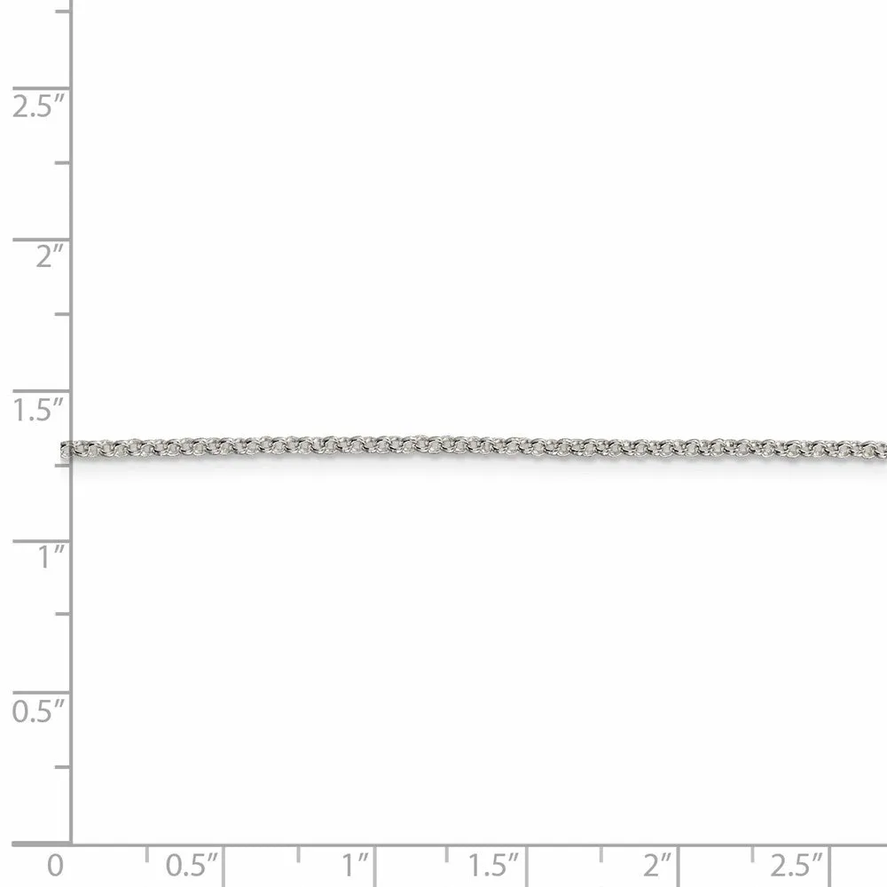 1.5mm Rhodium Plated Sterling Silver Rolo Chain Necklace, 18-20 Inch