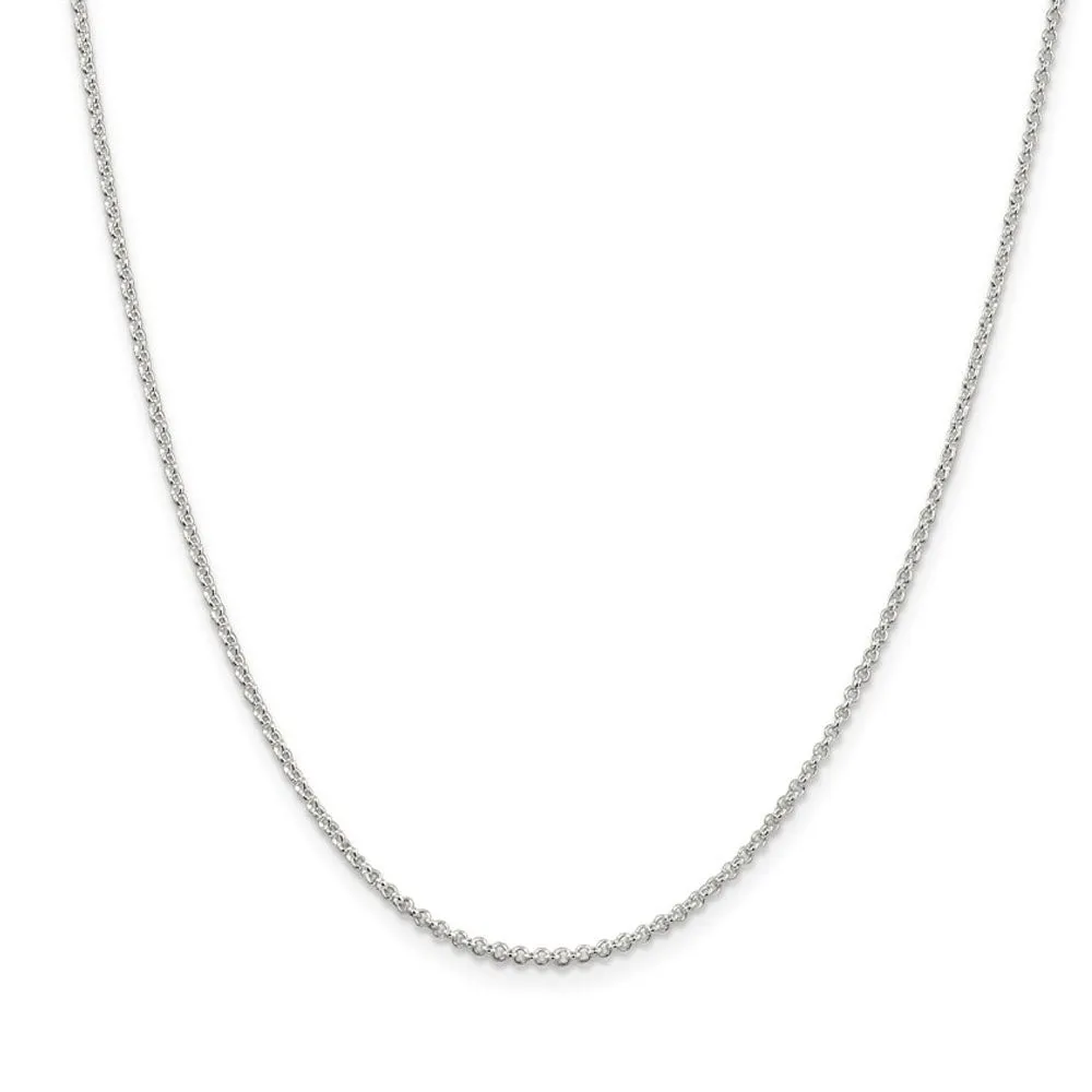 1.5mm Rhodium Plated Sterling Silver Rolo Chain Necklace, 18-20 Inch