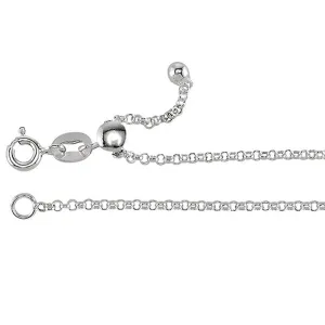 1.5mm Sterling Silver Adjustable Solid Rolo Chain Necklace, 22 Inch